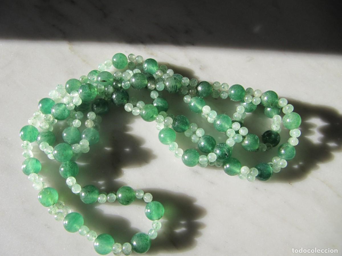 Joyeria: collar largo de cuentas verdes de cristal - Foto 2