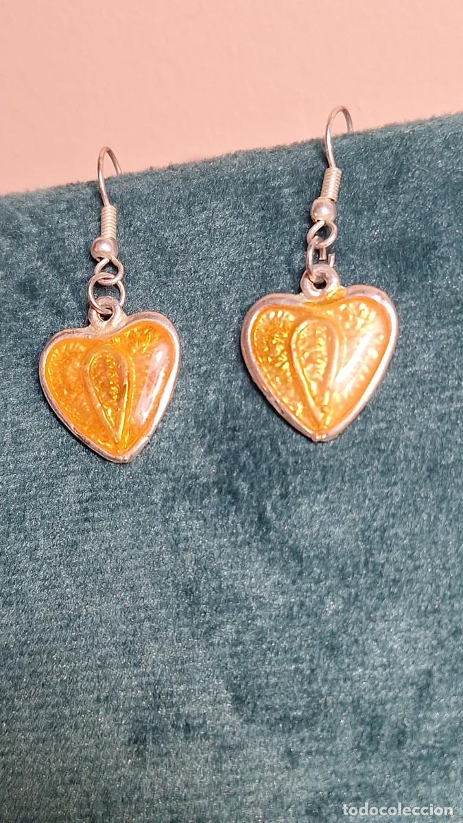 Joyeria: Pendientes Vintage Coraz&oacute;n Esmaltado Naranjas - Foto 1