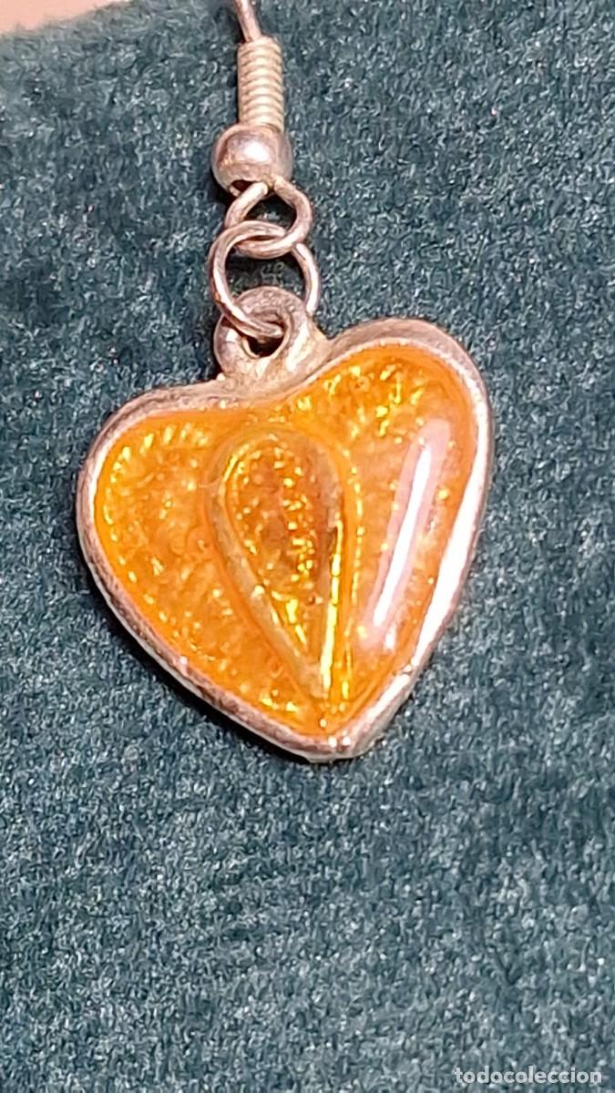 Joyeria: Pendientes Vintage Coraz&oacute;n Esmaltado Naranjas - Foto 2
