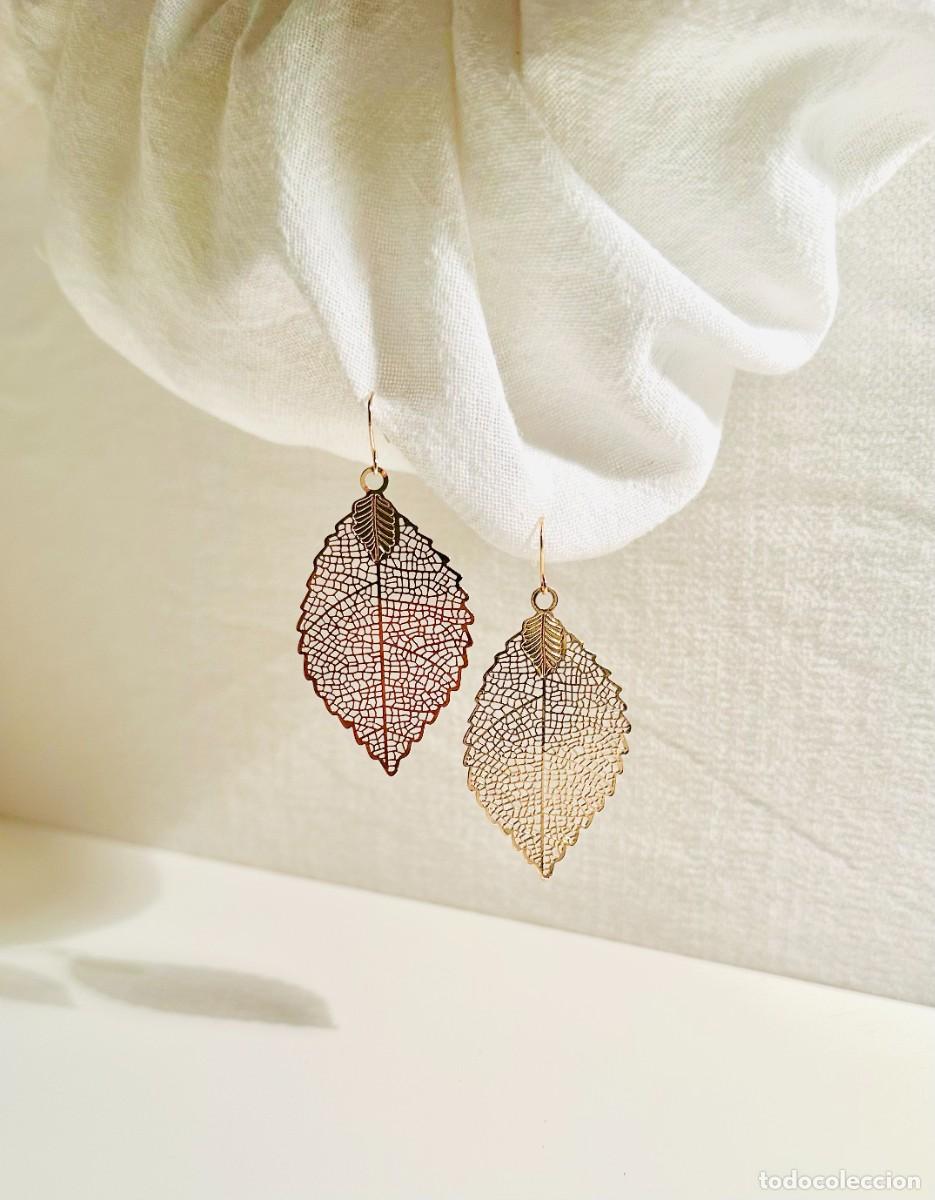 Joyeria: Pendientes hoja calada dorada. Oto&ntilde;o - Foto 1