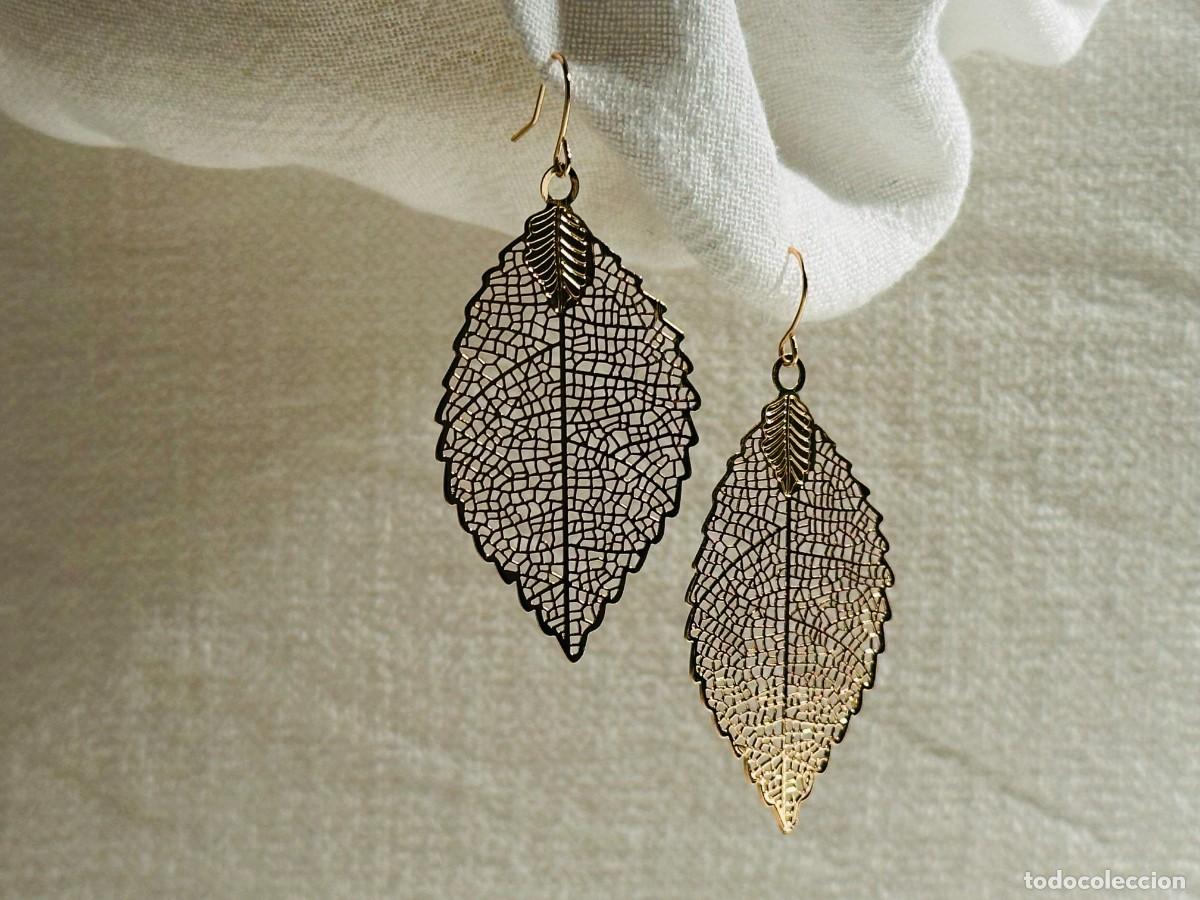 Joyeria: Pendientes hoja calada dorada. Oto&ntilde;o - Foto 2