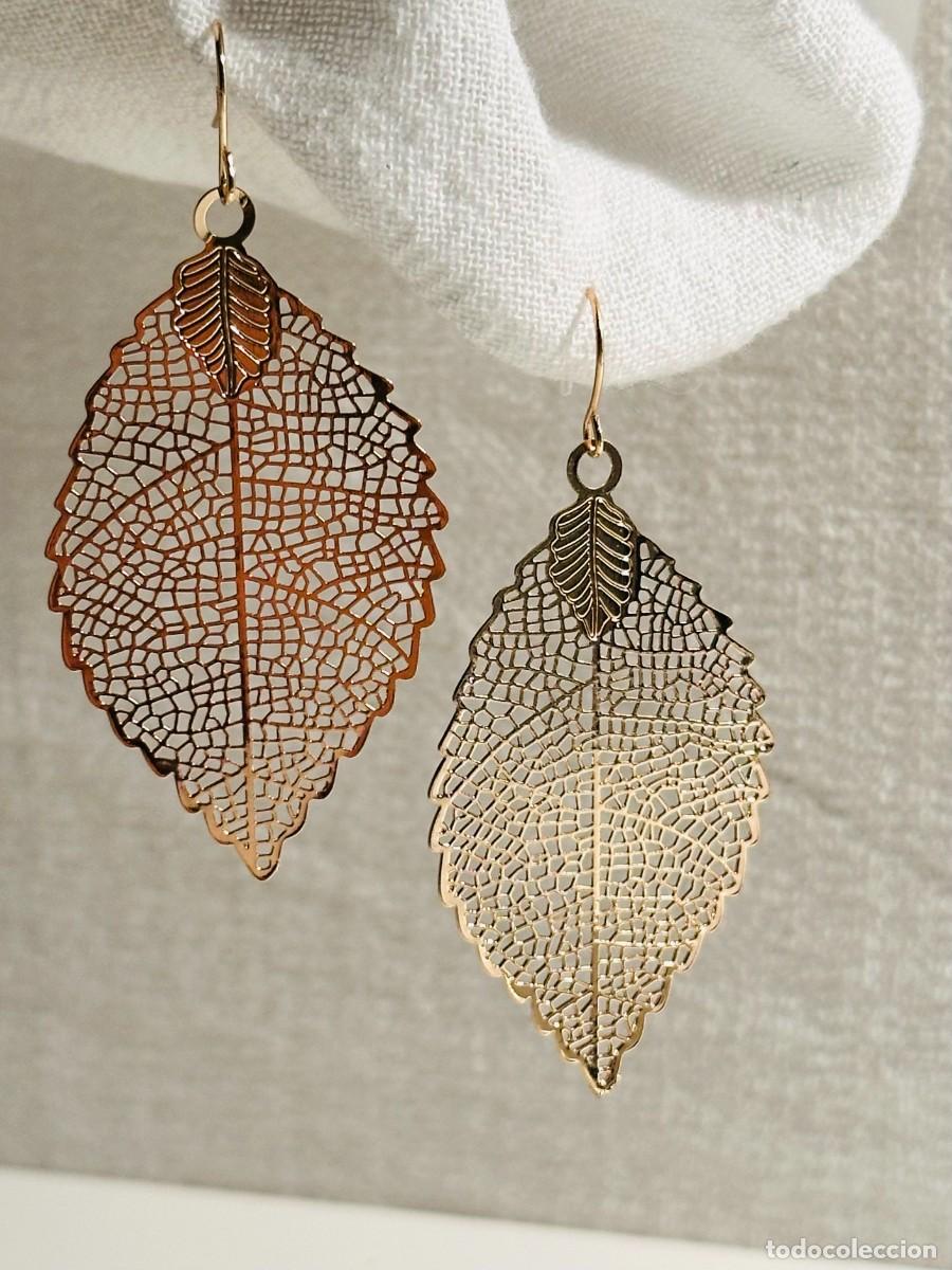 Joyeria: Pendientes hoja calada dorada. Oto&ntilde;o - Foto 3
