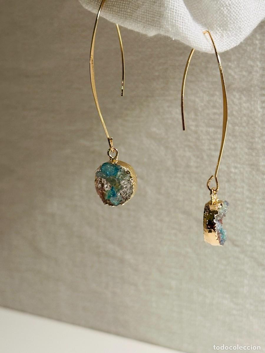 Joyeria: Pendientes largos. Piedra transparente y tonos turquesas - Foto 1