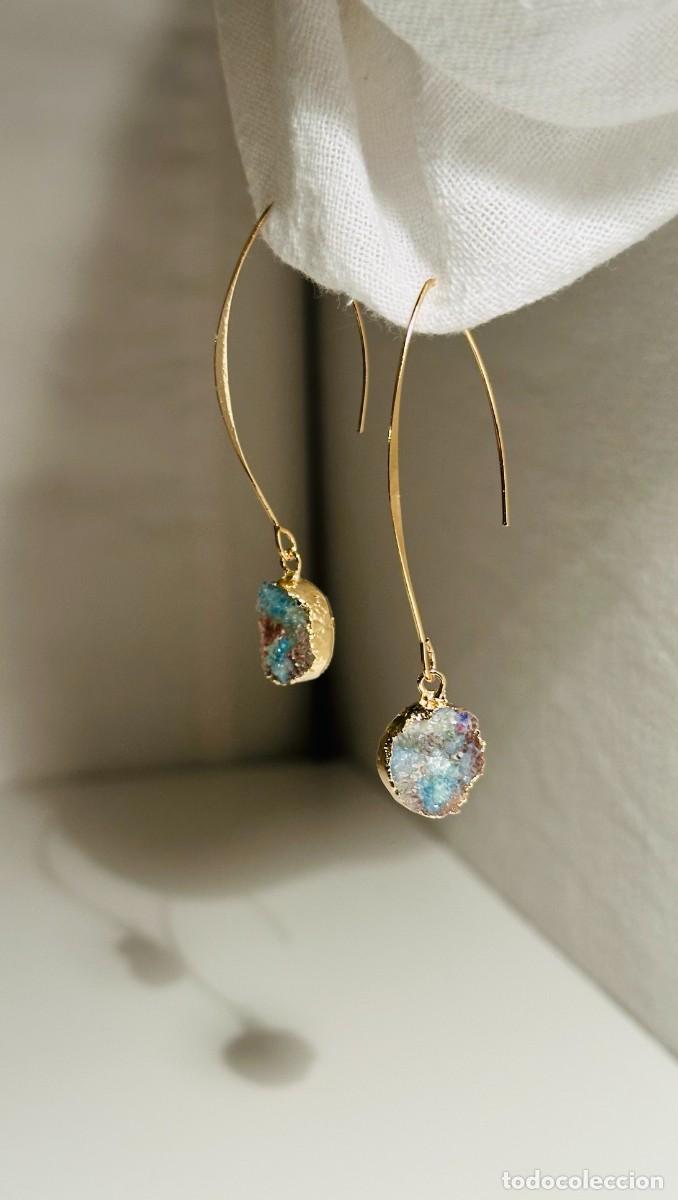 Joyeria: Pendientes largos. Piedra transparente y tonos turquesas - Foto 4
