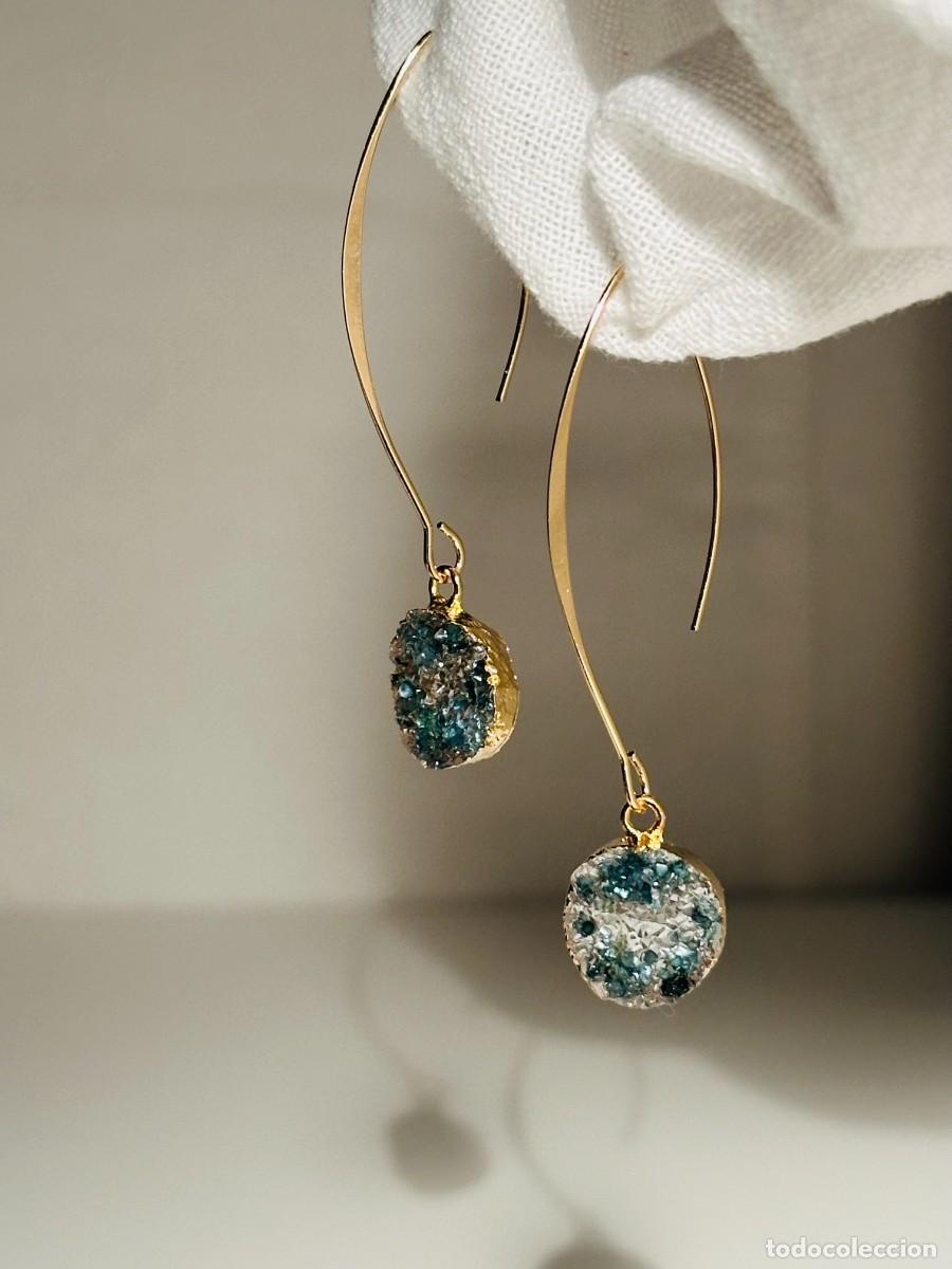 Joyeria: Pendientes largos. Piedra transparente y tonos azules - Foto 2
