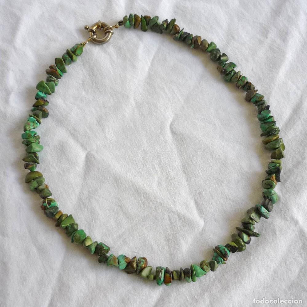 Joyeria: Collar de crisocola, broche metal plateado - Foto 1