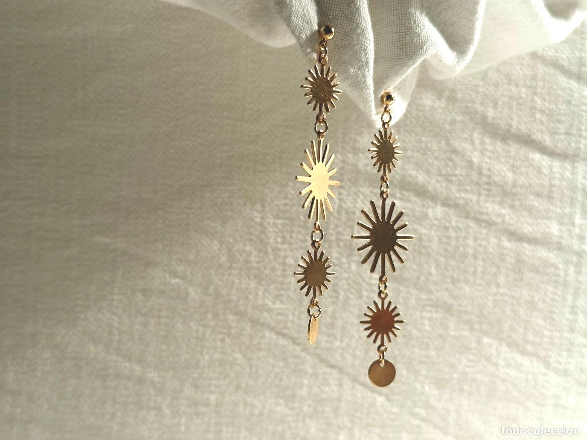 Joyeria: Pendientes largos dorados. Sol. 3 soles - Foto 2