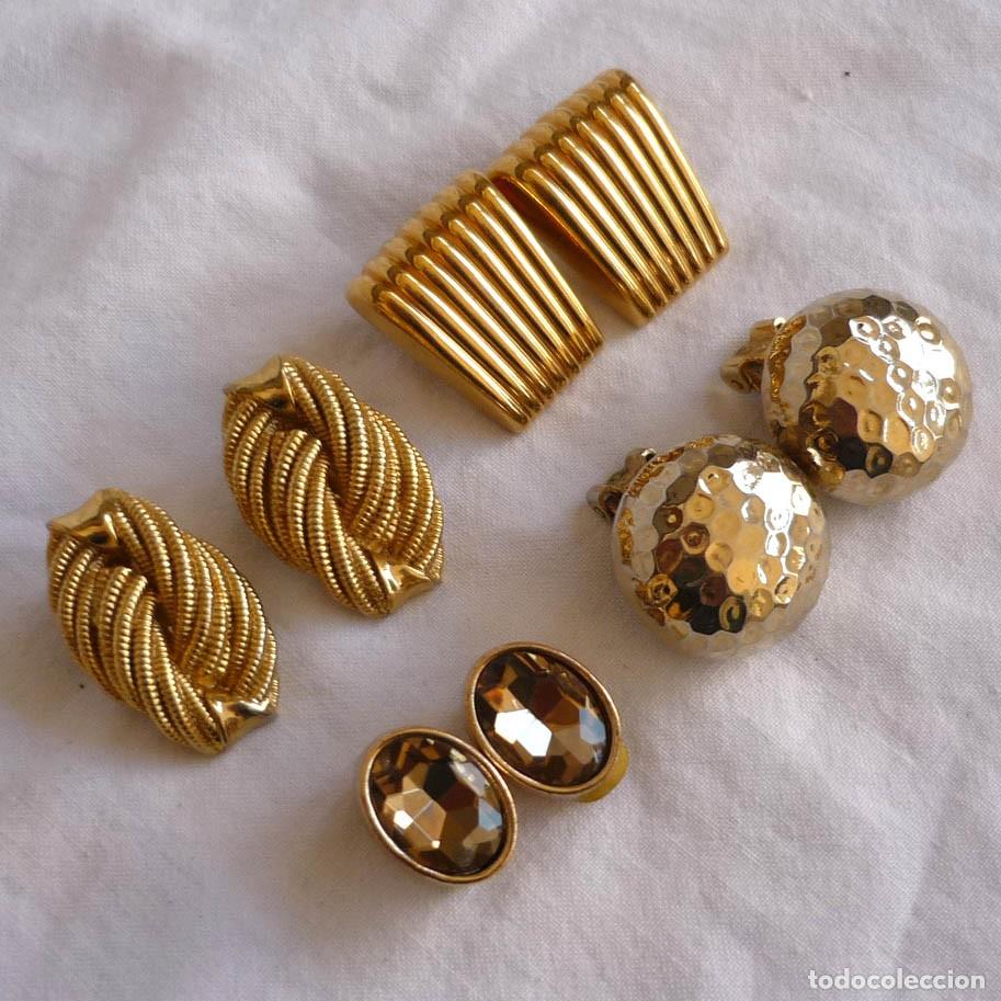 Joyeria: 4 pendientes de clip en metal dorado - Foto 1
