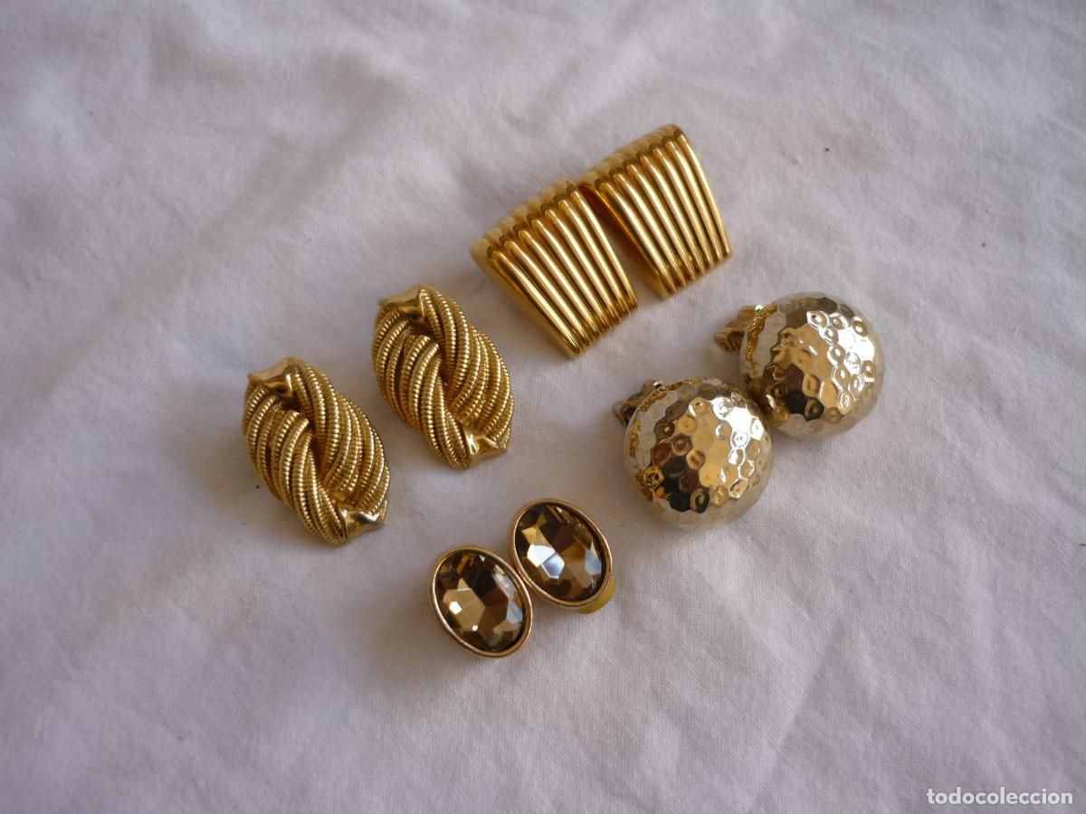 Joyeria: 4 pendientes de clip en metal dorado - Foto 2