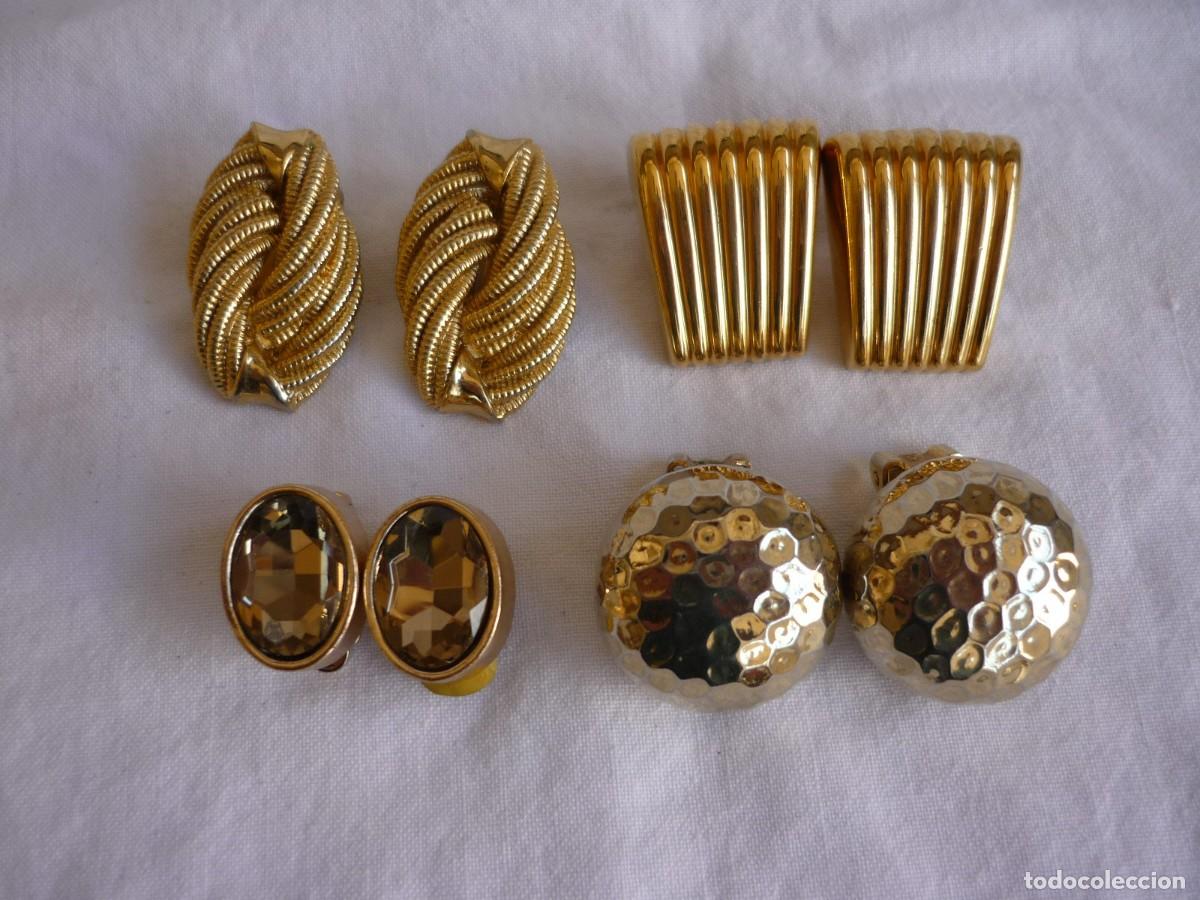 Joyeria: 4 pendientes de clip en metal dorado - Foto 3