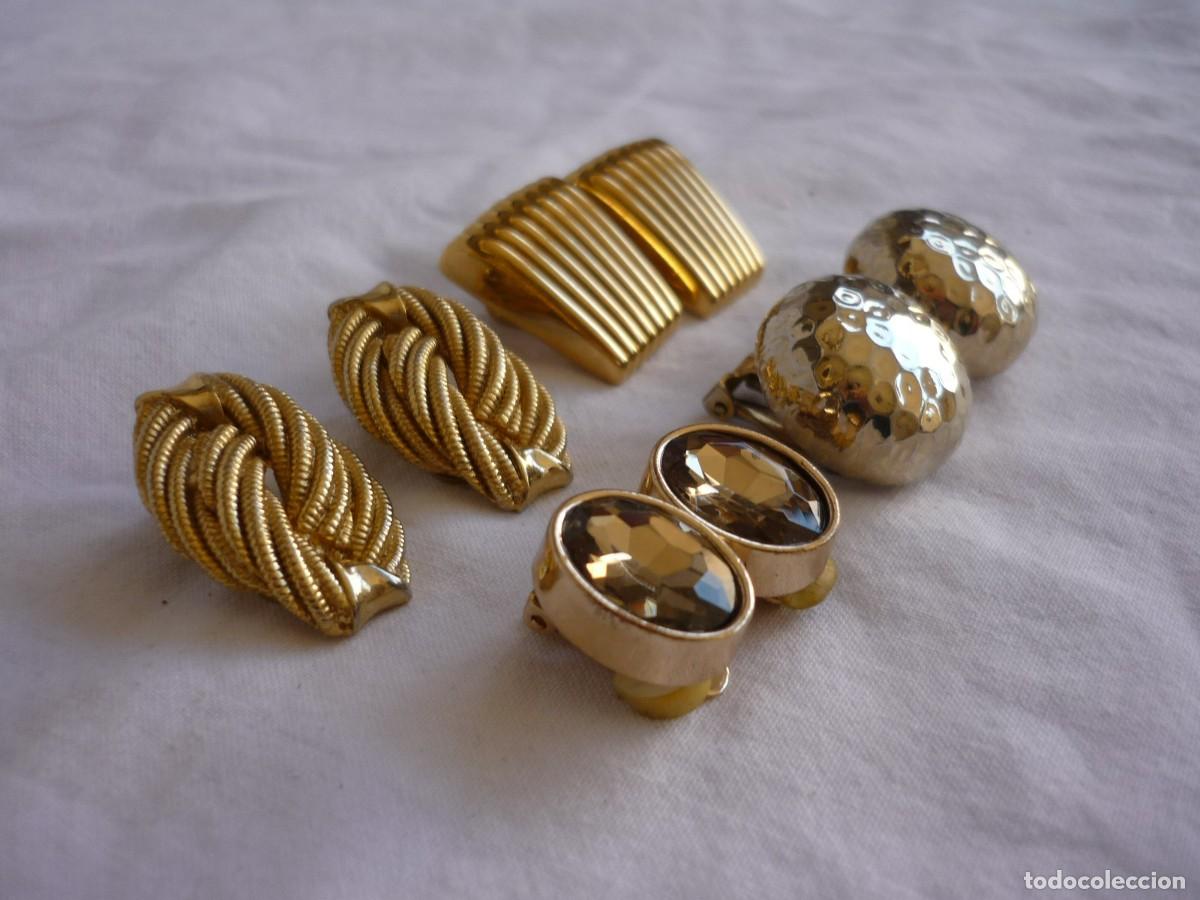 Joyeria: 4 pendientes de clip en metal dorado - Foto 5