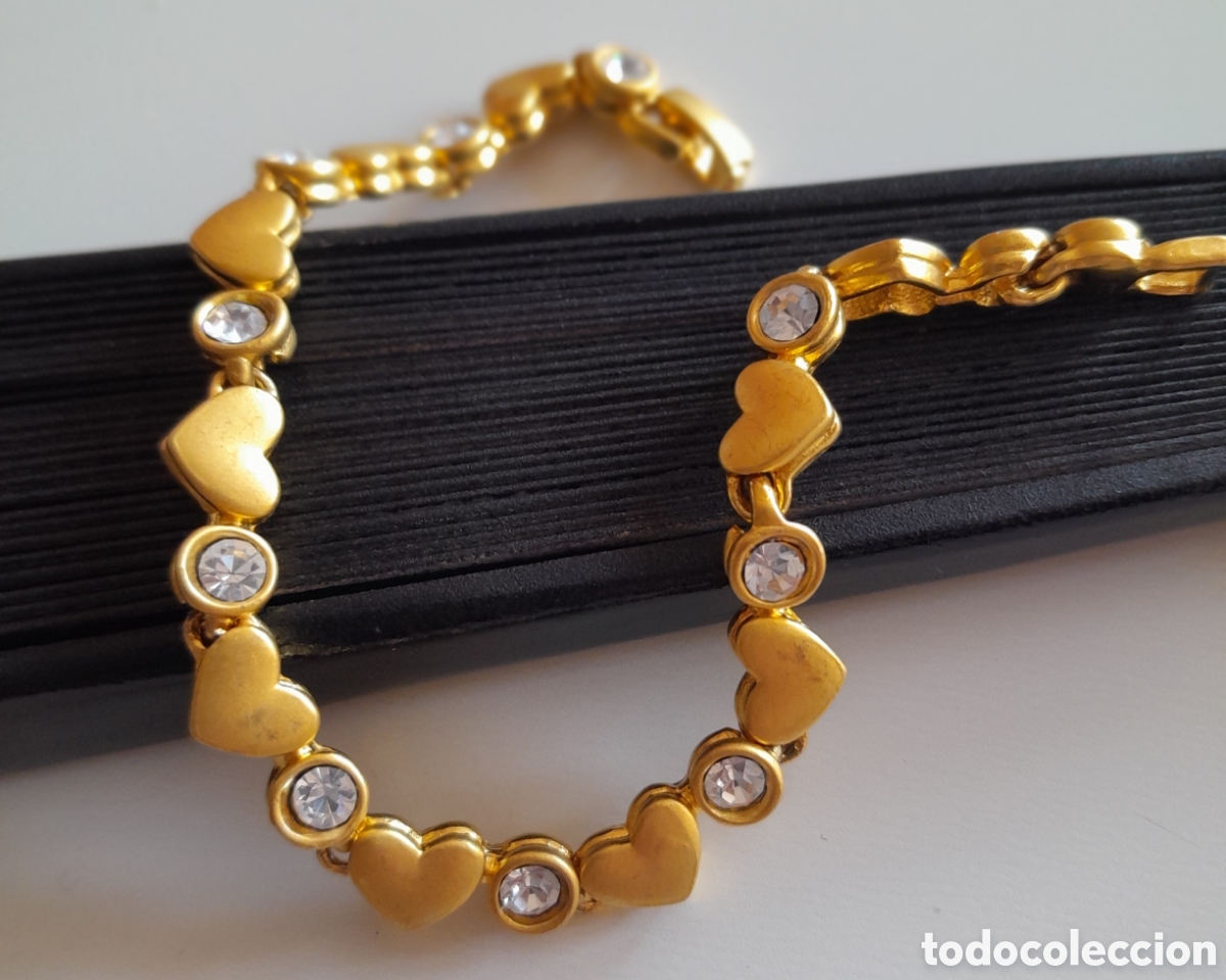 Joyeria: PULSERA CHAPADA EN ORO CON CIRCONIOS. CORAZONES - Foto 2