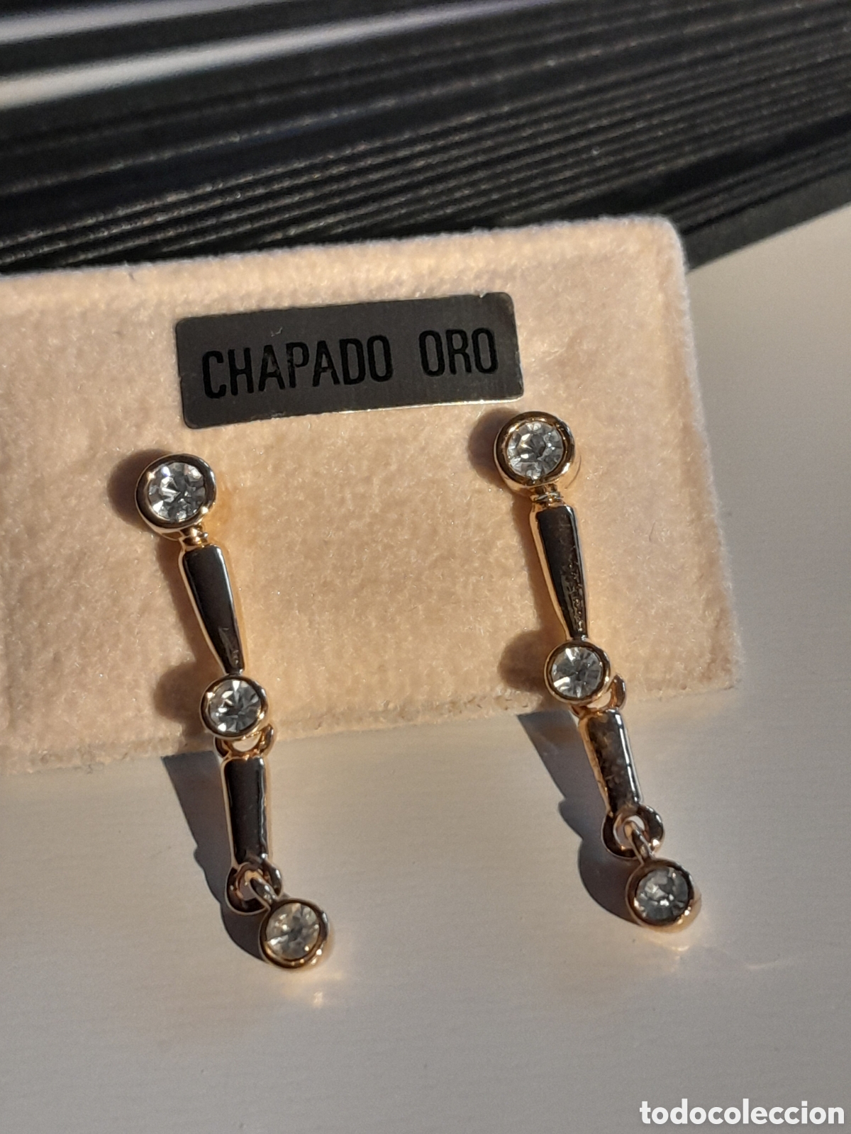Joyeria: PENDIENTES CHAPADO EN ORO CON CRISTAL - Foto 1