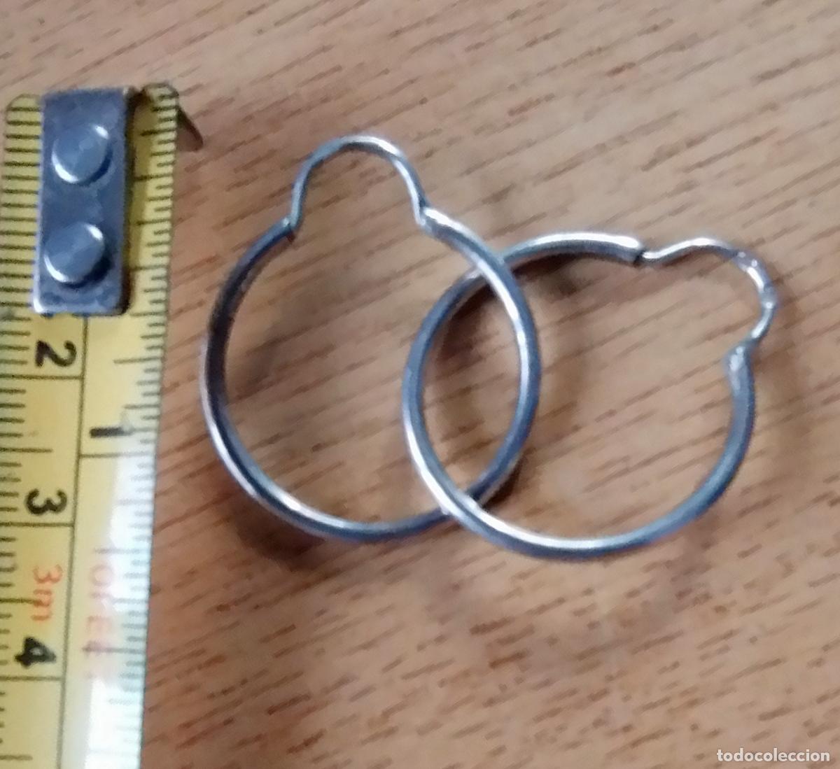 Joyeria: Pendientes de aro, plata de ley. - Foto 1