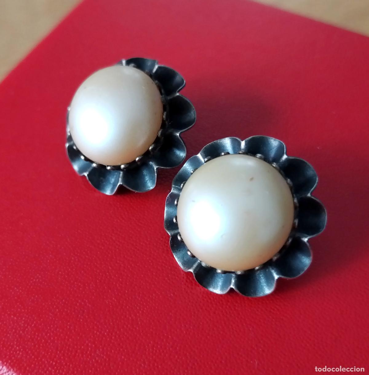 Joyeria: Antiguos pendientes de clip, con gran perla. - Foto 4