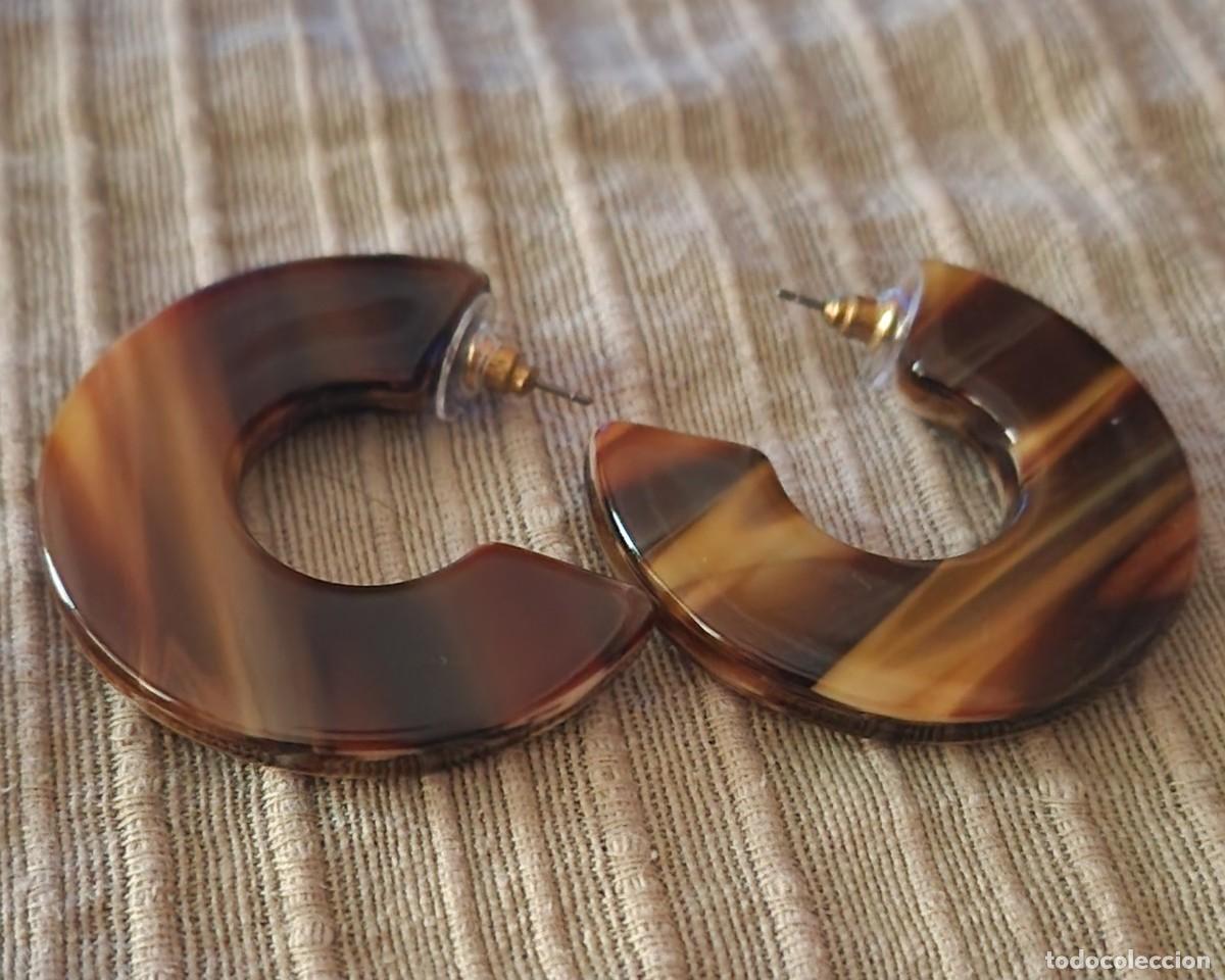 Joyeria: pendientes aros grandes de resina, carey - Foto 1