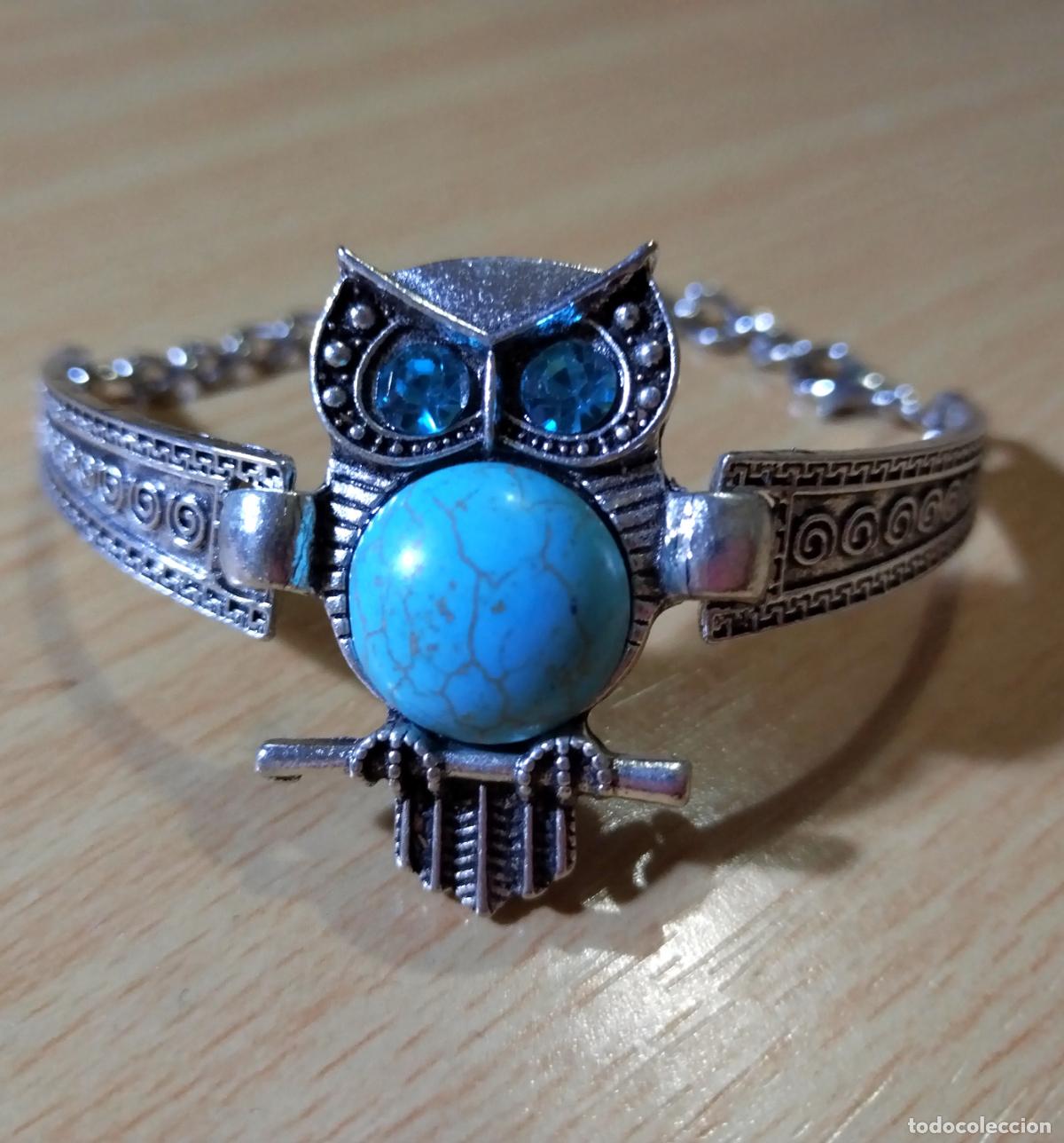 Joyeria: Pulsera plateada, b&uacute;ho con piedra turquesa. - Foto 5