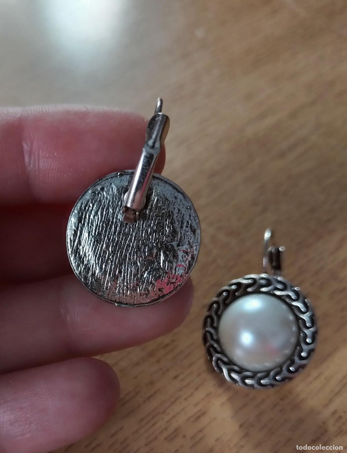 Joyeria: Pendientes plateados con perla, bisuter&iacute;a. - Foto 5