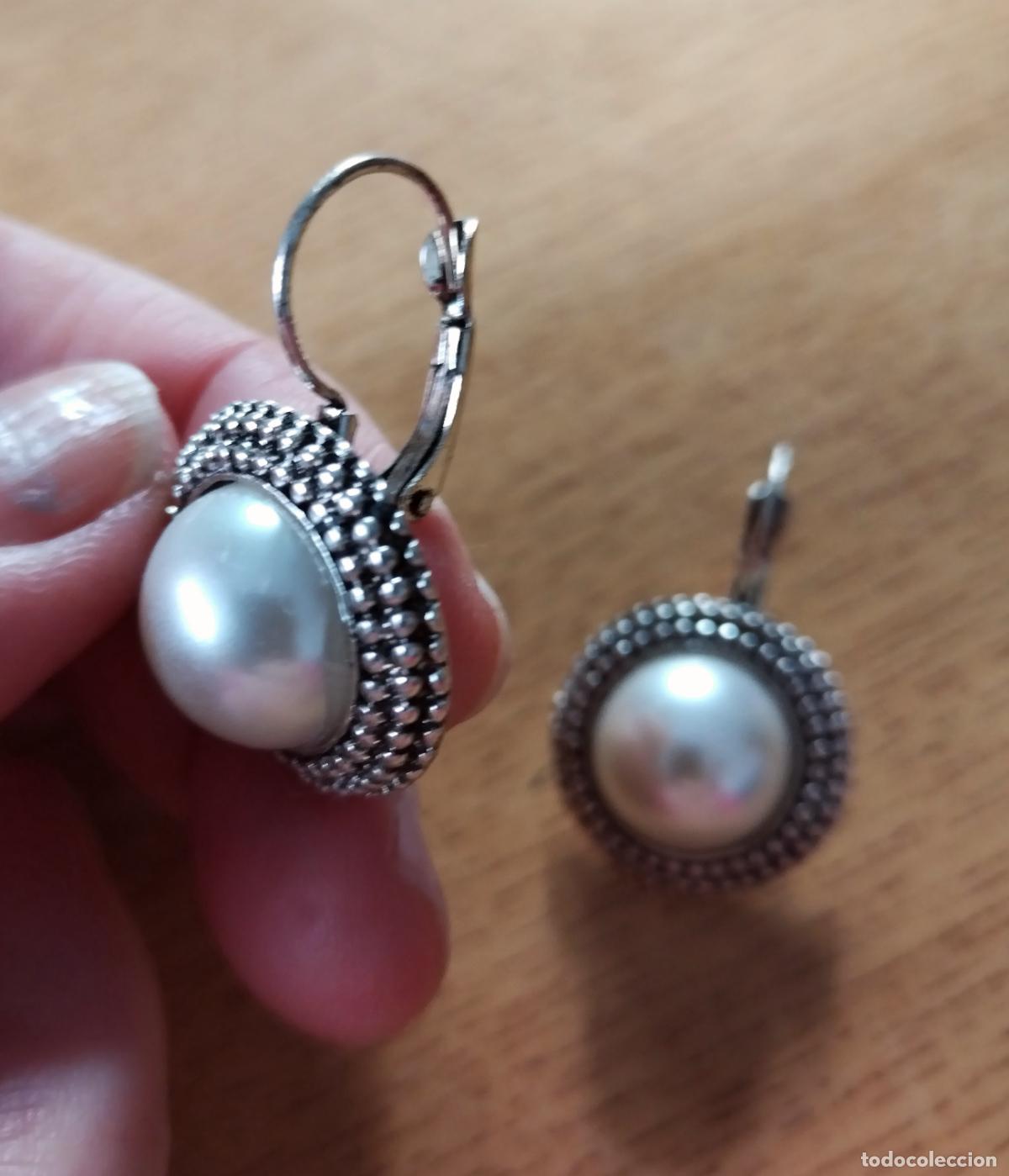 Joyeria: Pendientes plateados con perla, bisuter&iacute;a. - Foto 3