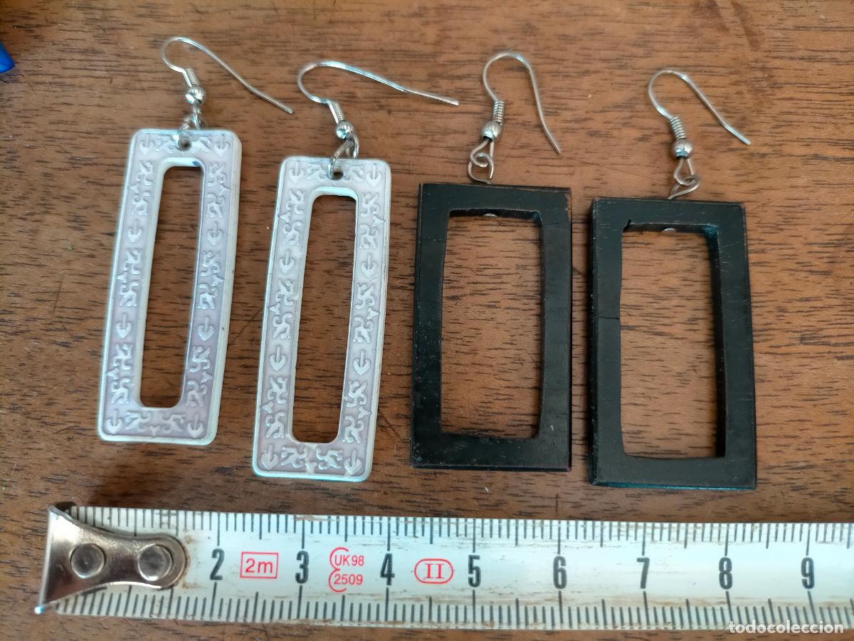 Joyeria: Pendientes de bisuter&iacute;a vintage forma rectangular blanco negro - Foto 2