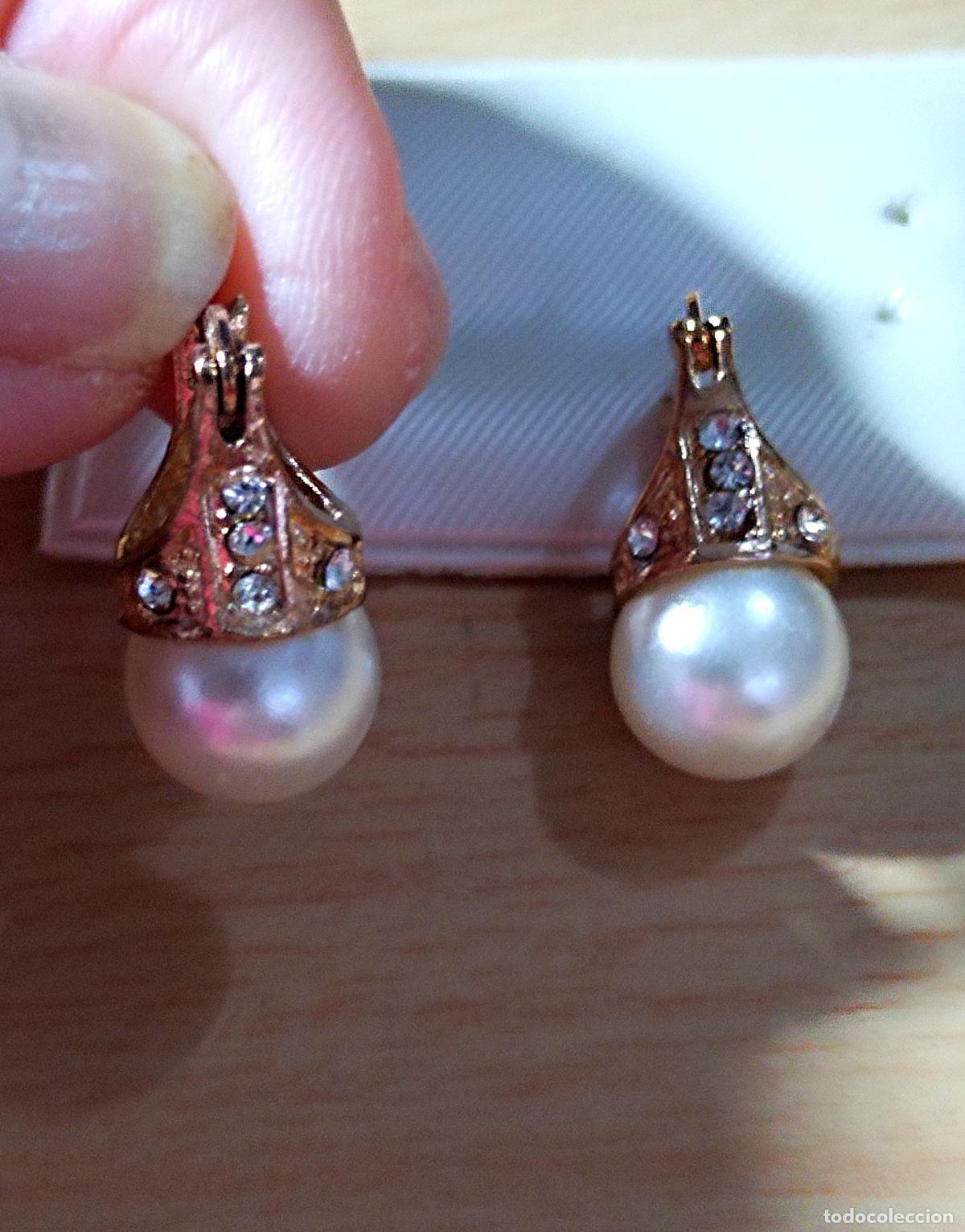 Joyeria: Pendientes dorados con perla, bisuter&iacute;a. - Foto 4