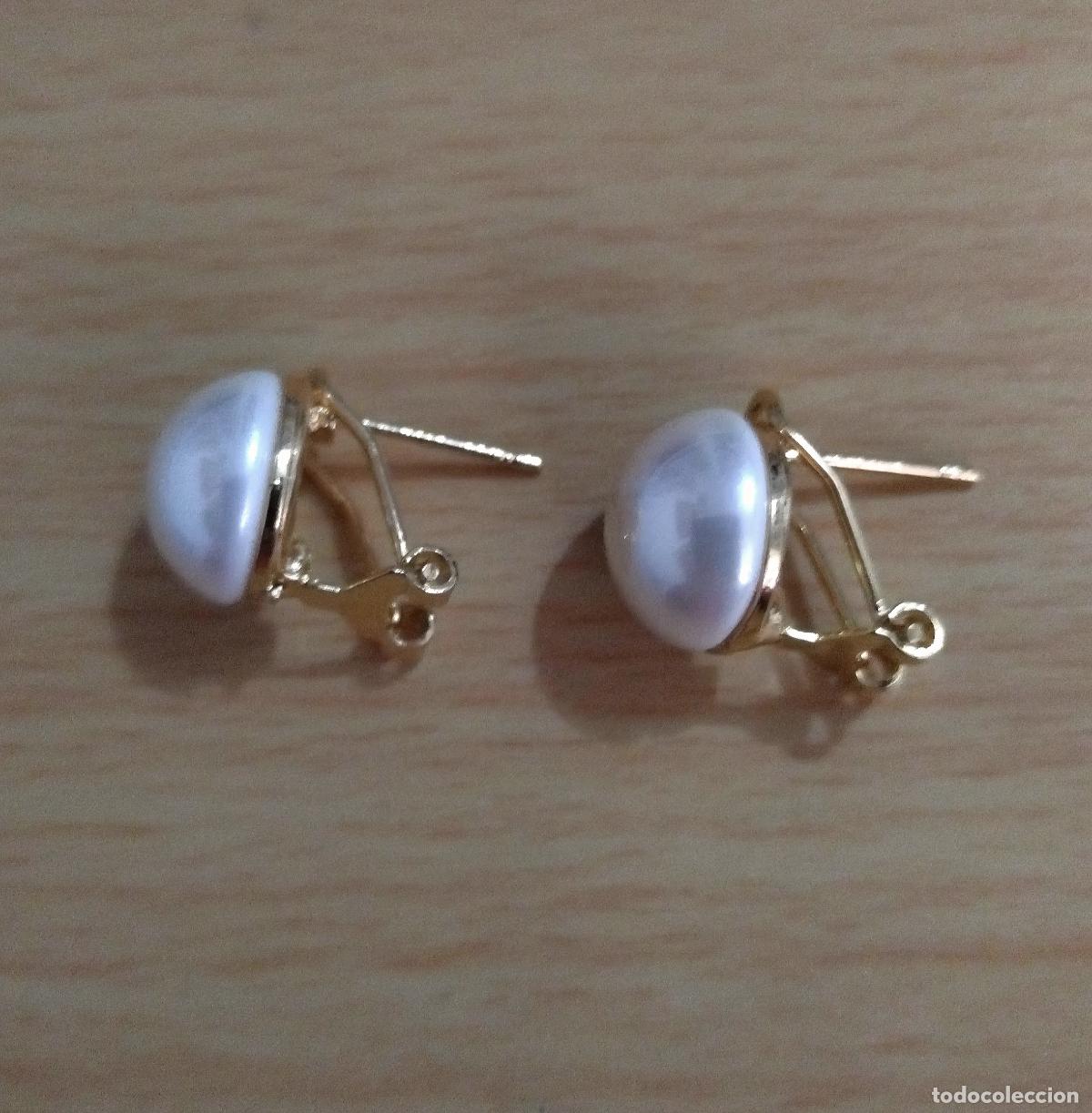 Joyeria: Pendientes dorados con perla, cierre de omega. - Foto 5