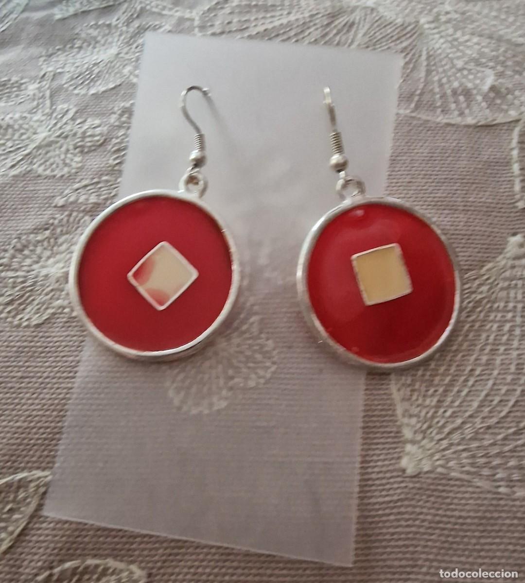 Joyeria: Pendiente artesanal redondo rosa-blanco - Foto 1