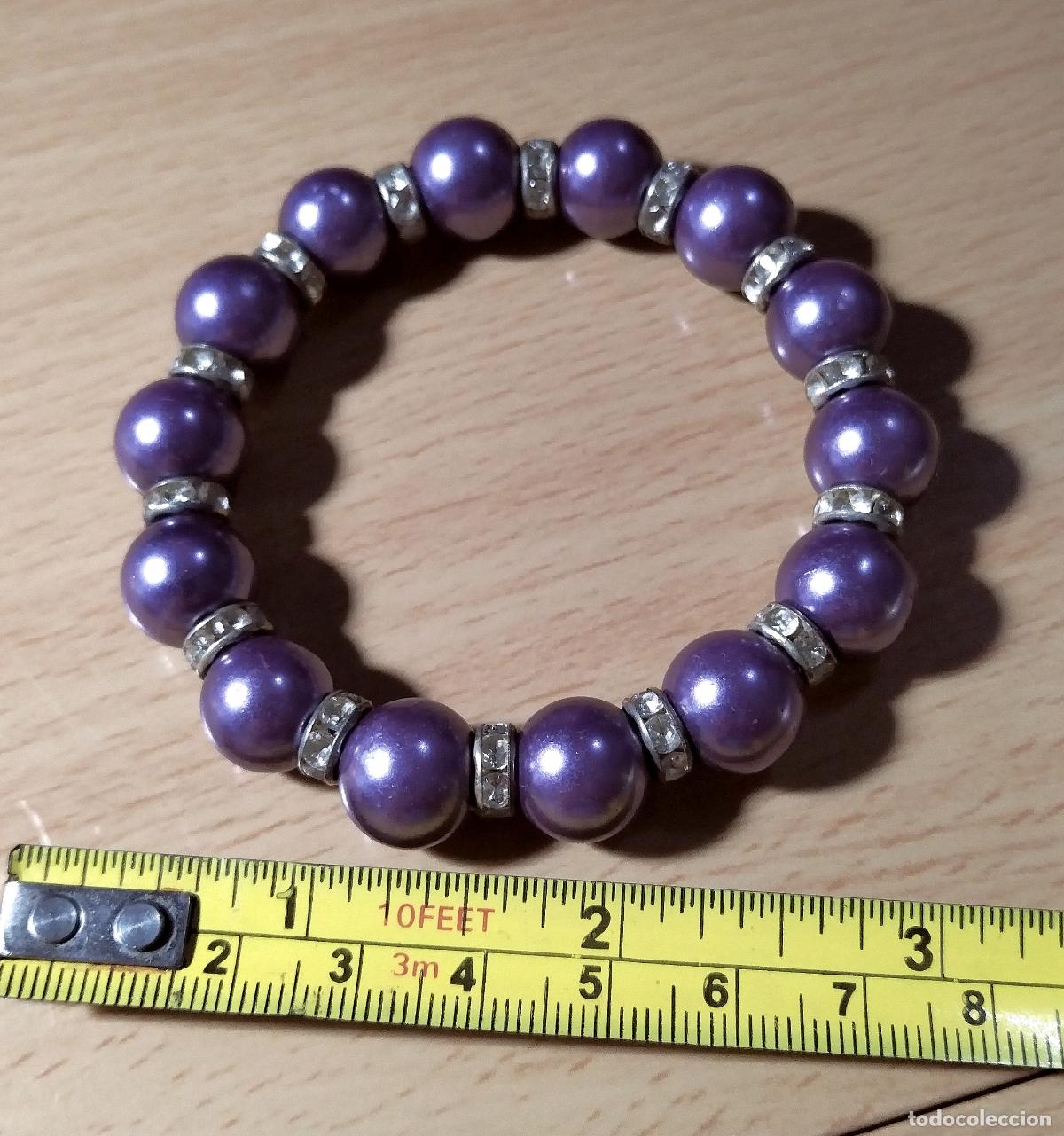 Joyeria: Pulsera, perlas lilas, cuentas de cristal. - Foto 2