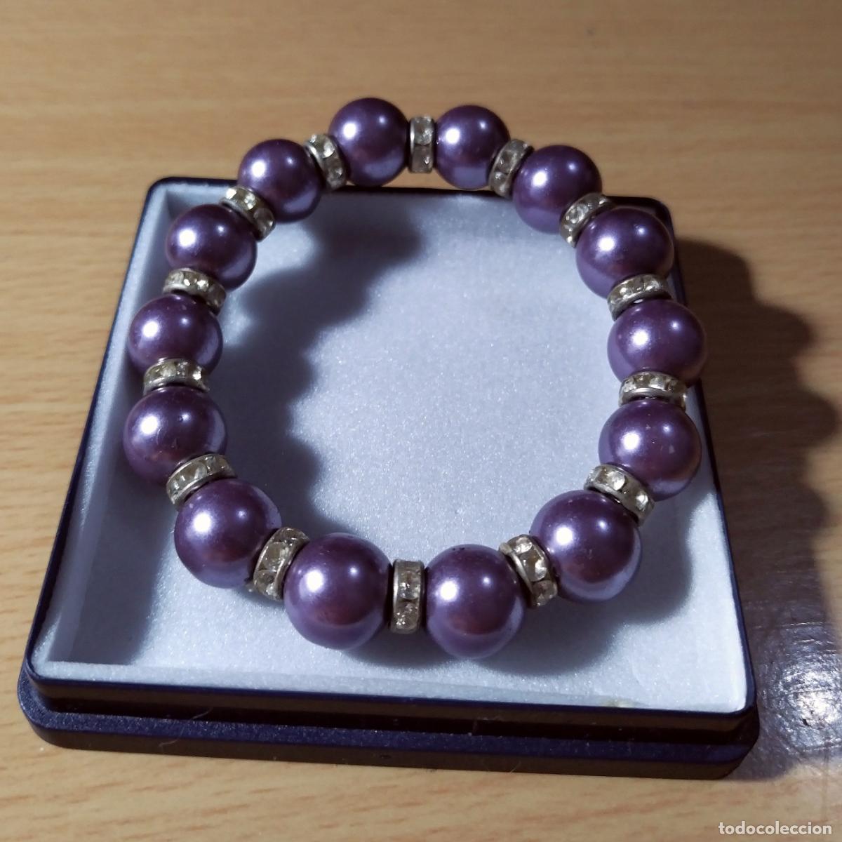 Joyeria: Pulsera, perlas lilas, cuentas de cristal. - Foto 4