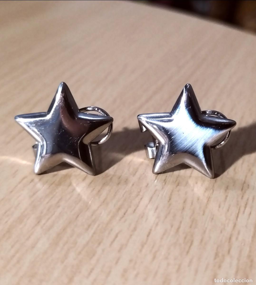 Joyeria: Pendientes plateados, estrella, cierre de omega. - Foto 4