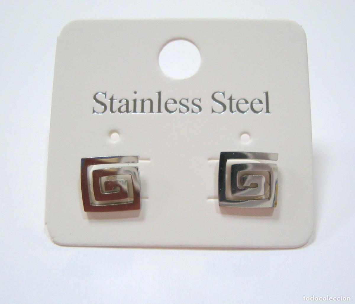 Joyeria: Pendientes greca de acero, di&aacute;metro 1 cm, Nuevos - Foto 1