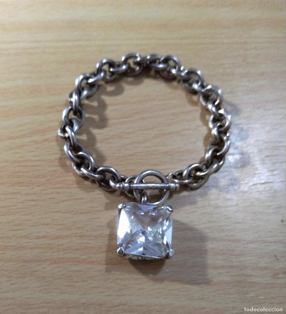 Joyeria: Pulsera plateada, con brillante cristal. - Foto 1