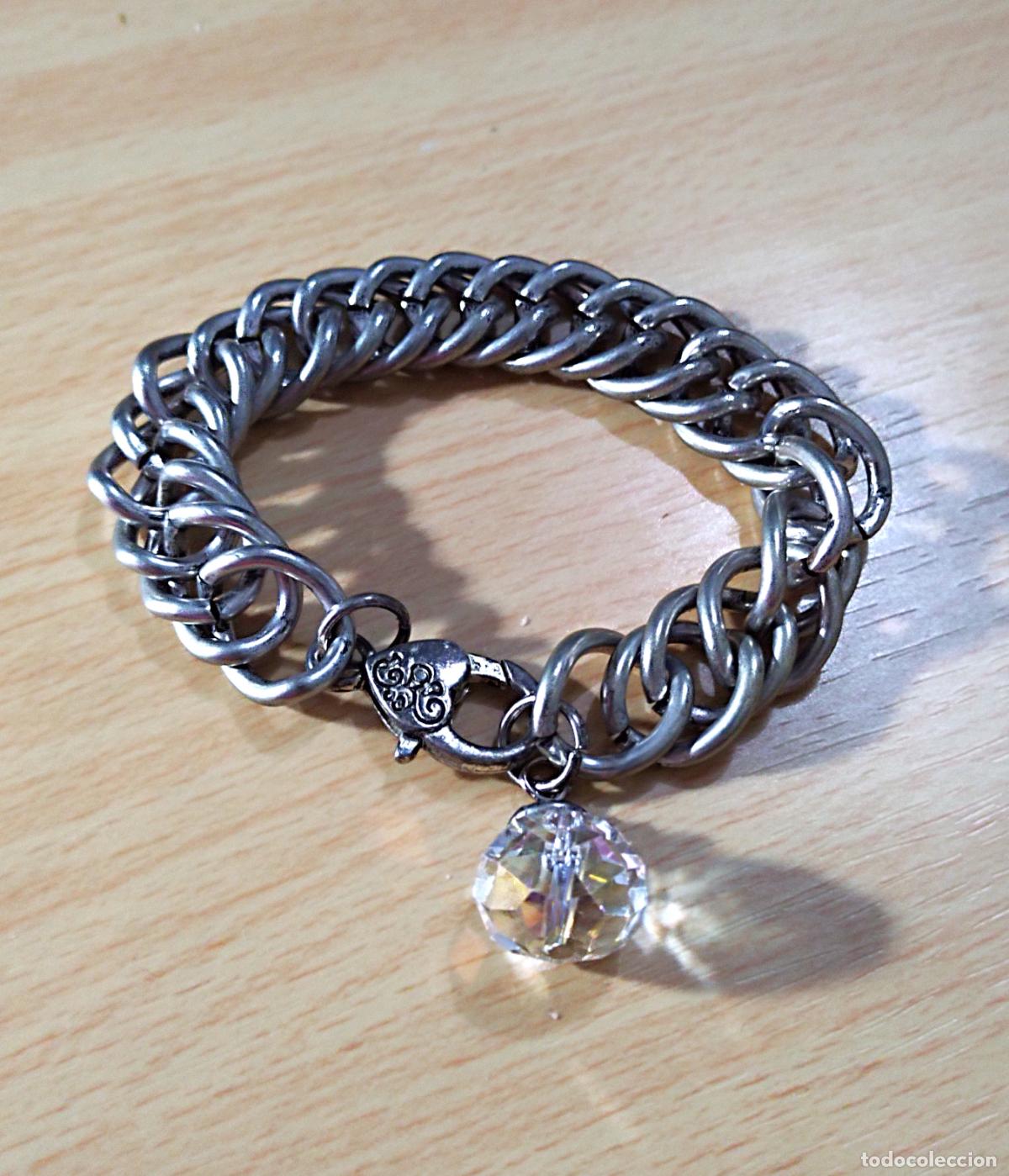 Joyeria: Pulsera plateada con colgante de cristal. - Foto 1