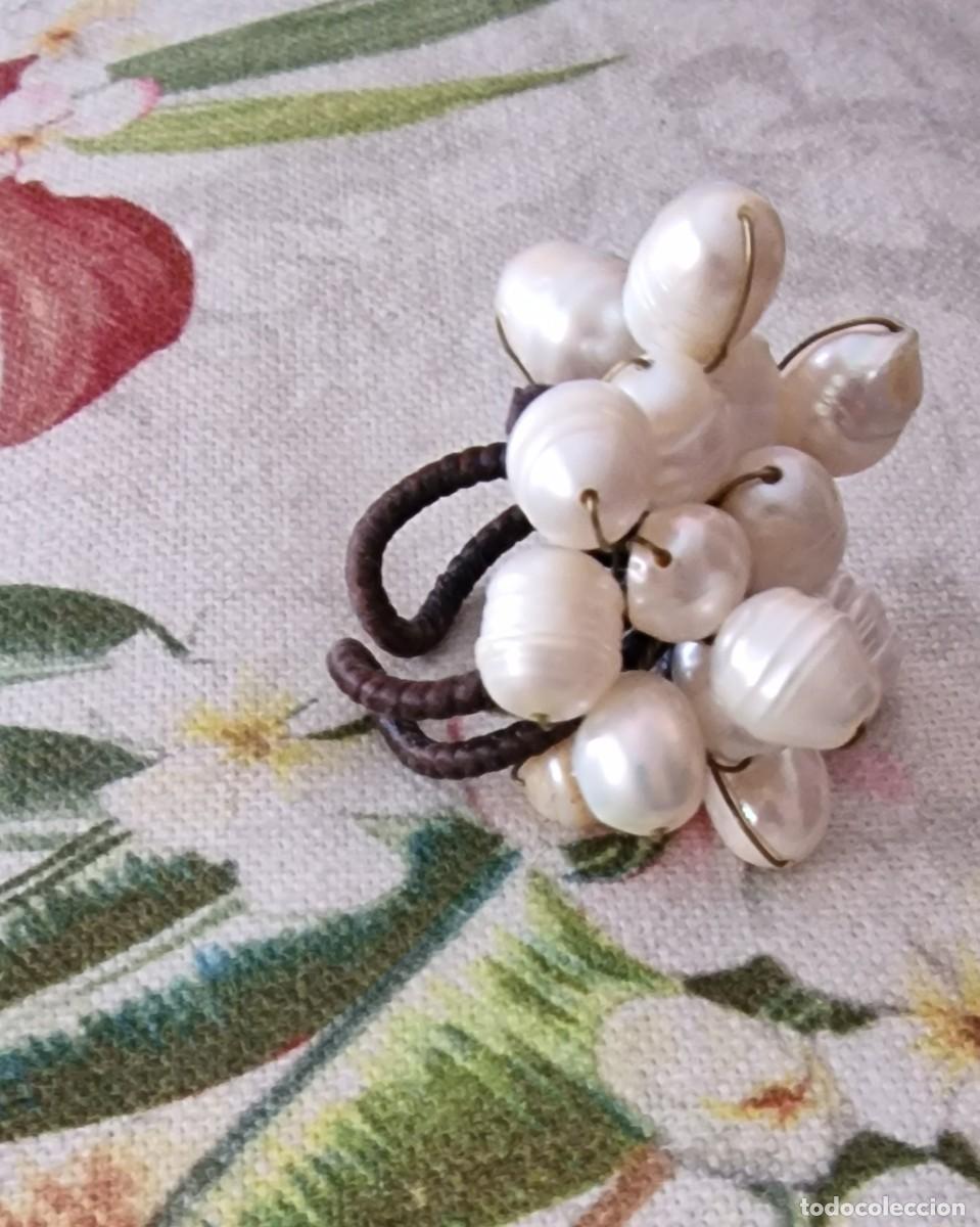Joyeria: anillo grande en cuero y perlitas - Foto 1