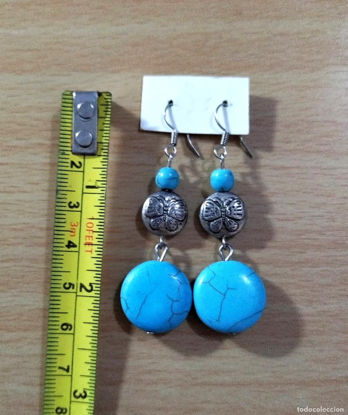 Joyeria: Pendientes plateados con piedras azules. - Foto 3