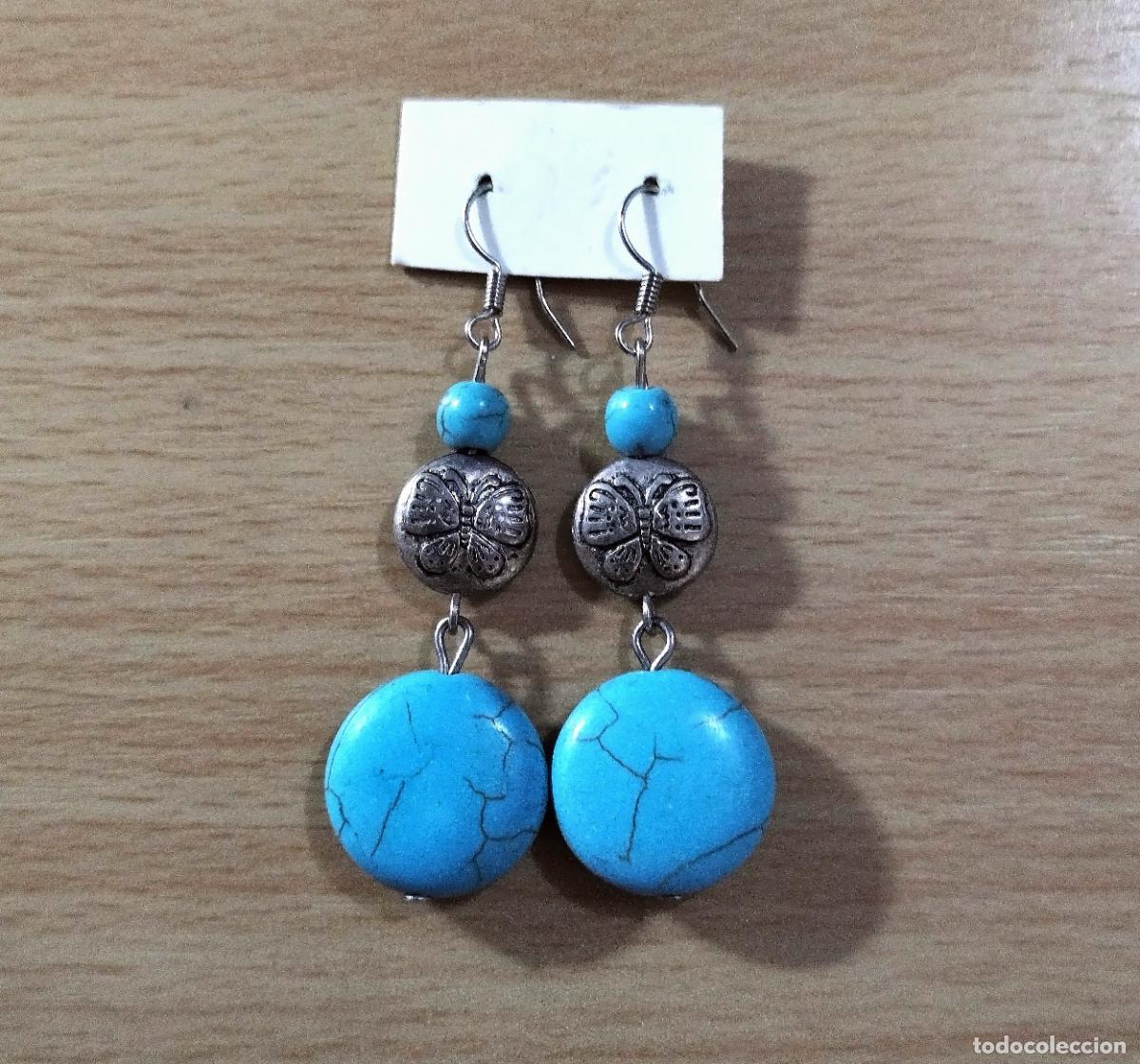 Joyeria: Pendientes plateados con piedras azules. - Foto 4