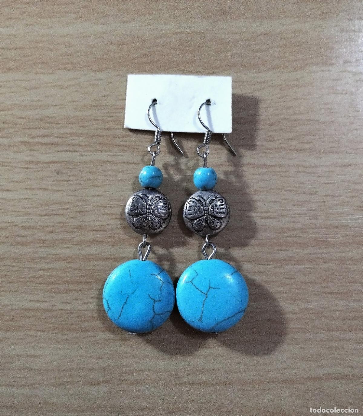 Joyeria: Pendientes plateados con piedras azules. - Foto 1