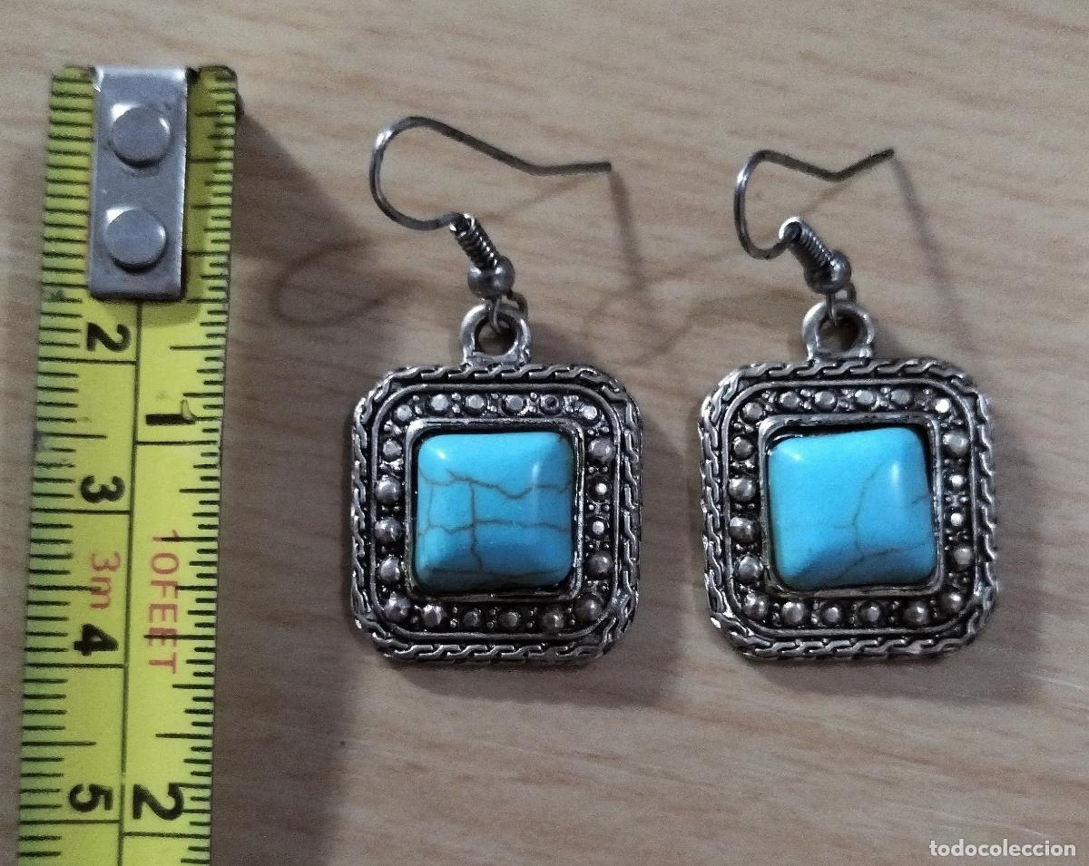 Joyeria: Pendientes plateados con piedra azul. - Foto 3