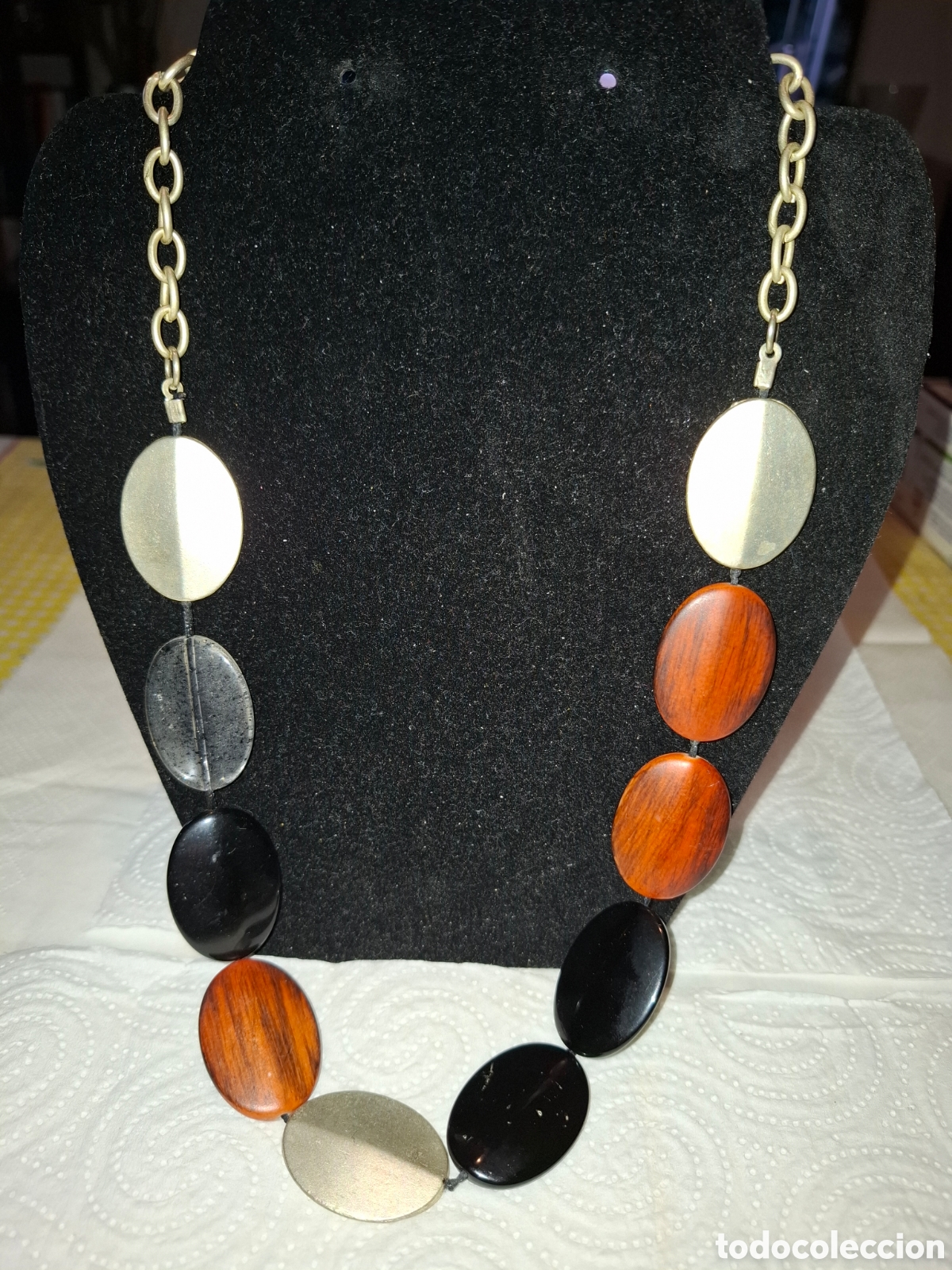 Joyeria: Collar plateado marr&oacute;n y negro - Foto 1