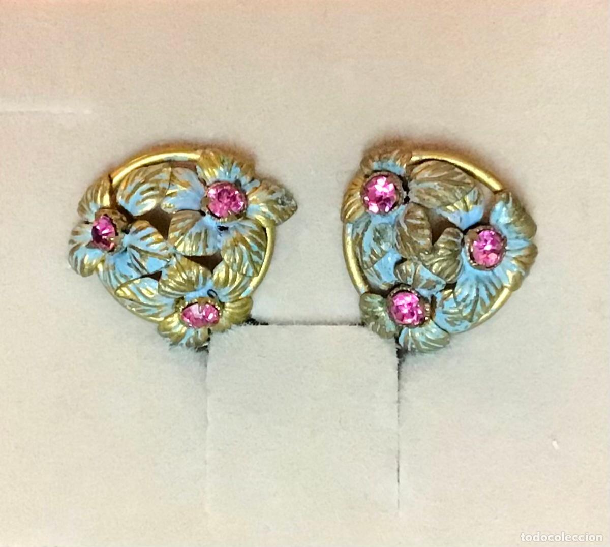 Joyeria: PENDIENTES DORADOS,ESMALTE Y CRISTAL - Foto 1