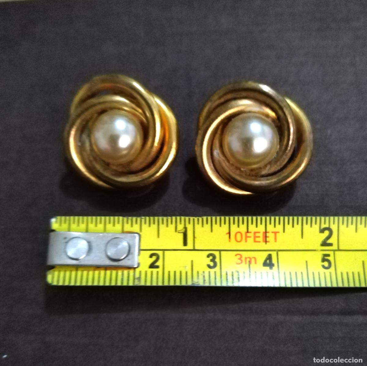 Joyeria: Pendientes vintage de perla, cierre de clip. - Foto 2