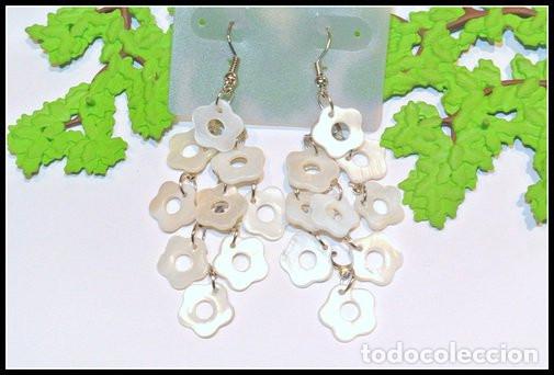 Joyeria: Pendientes bohemios largos cascada de n&aacute;car, A&ntilde;o 2000, Nuevos - Foto 2