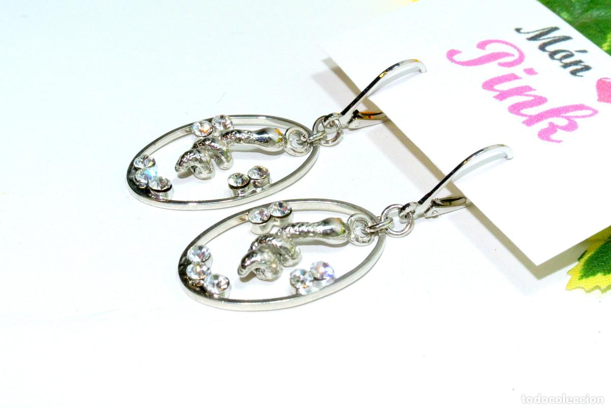 Joyeria: Pendientes color plata con cristal, A&ntilde;o 2000, Nuevos - Foto 2