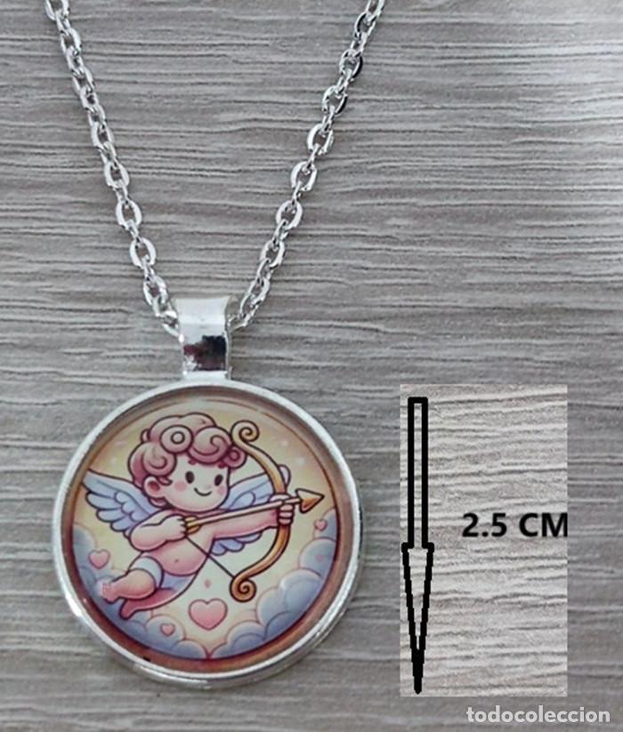 Joyeria: Collar Necklace con cabuch&oacute;n de Cupido celestial con arco y flecha dorada - Foto 1