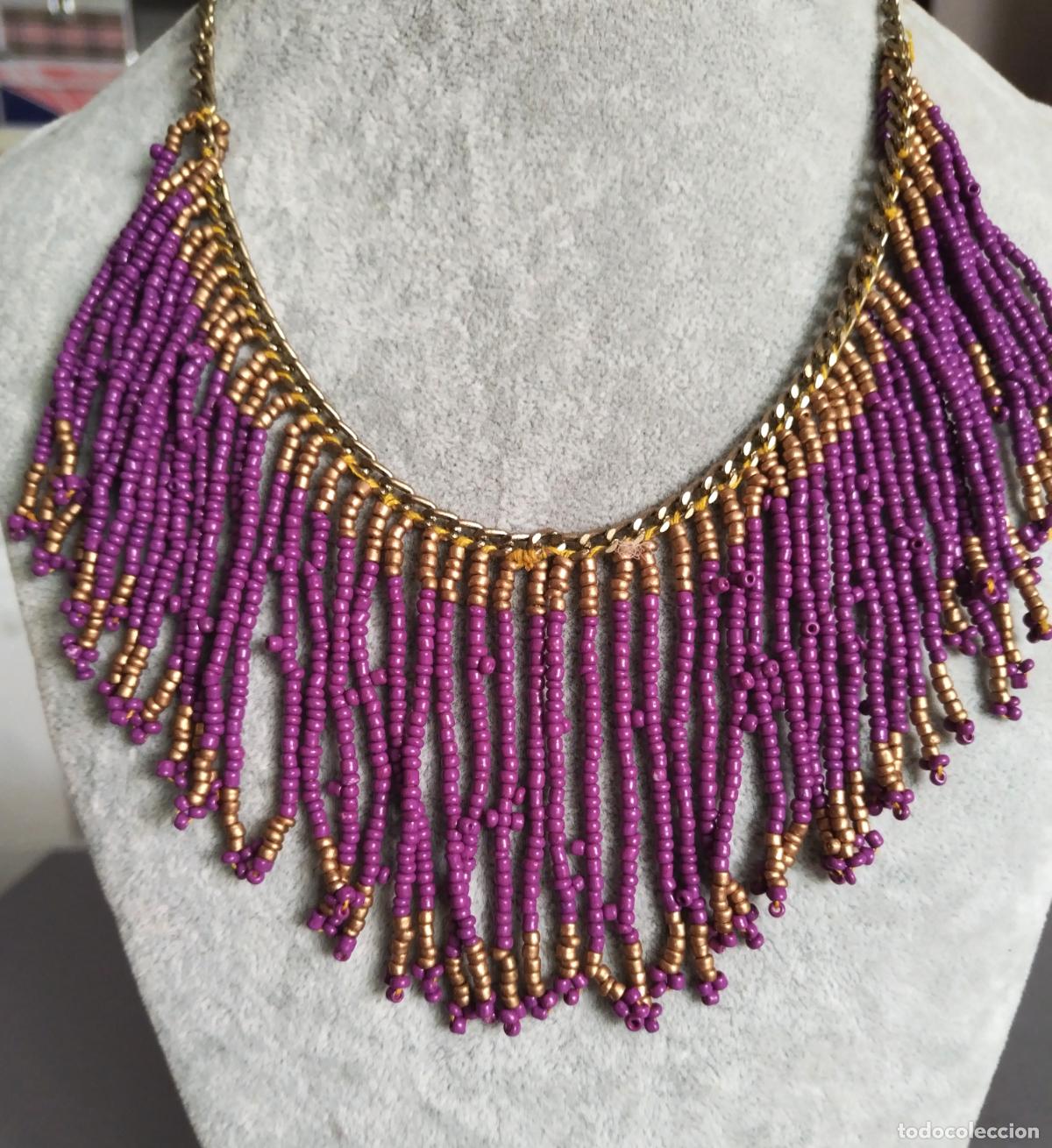 Joyeria: Collar dorado y con piedras moradas. - Foto 2