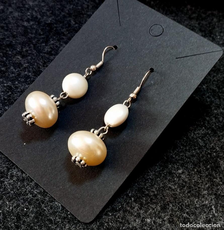 Jewelry: Pendientes vintage largos color perla, A&ntilde;os 90's, Nuevos