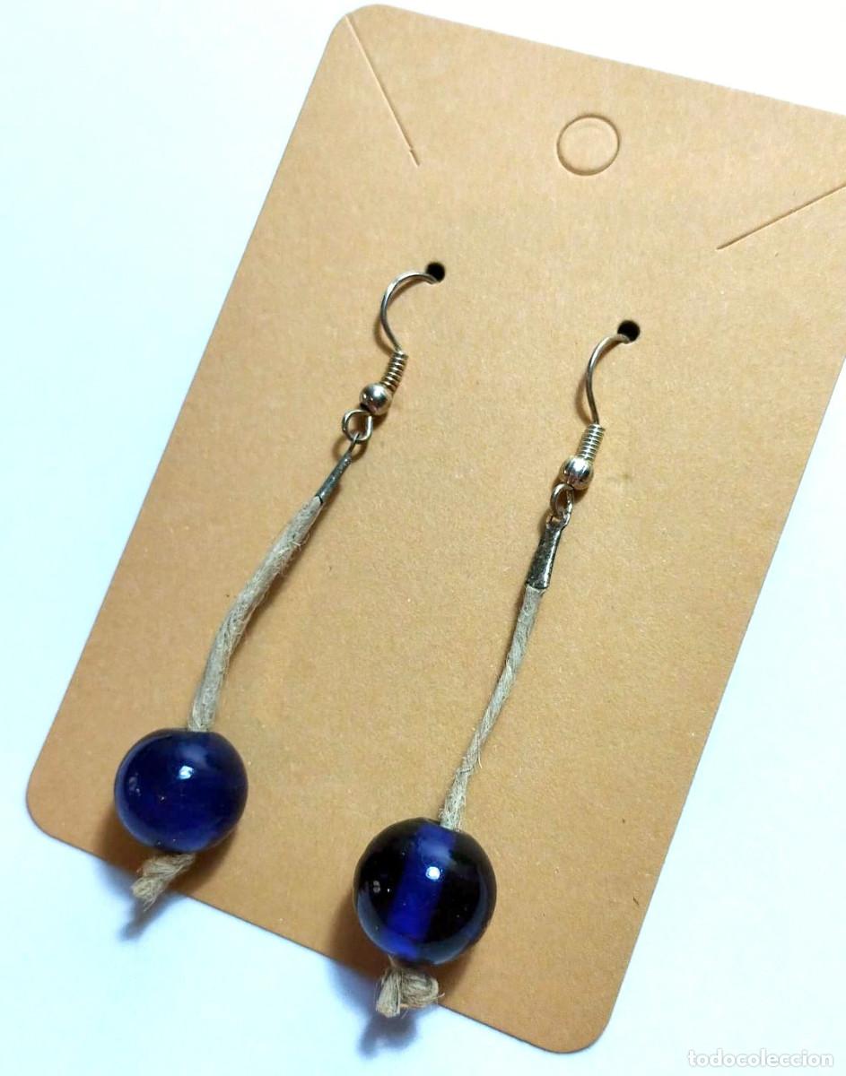 Jewelry: Pendientes vintage largos con cristal azul, A&ntilde;os 90's, Nuevos