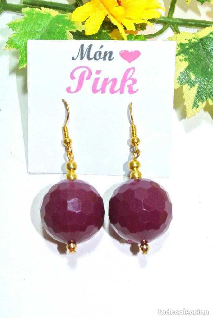 Joyeria: Pendientes color uva y oro, A&ntilde;o 2000, Nuevos - Foto 2