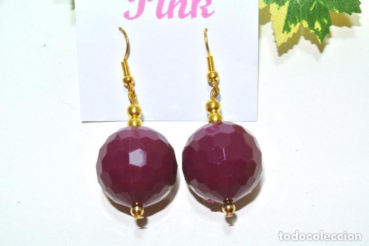 Jewelry: Pendientes vintage color uva y oro, A&ntilde;o 2000, Nuevos