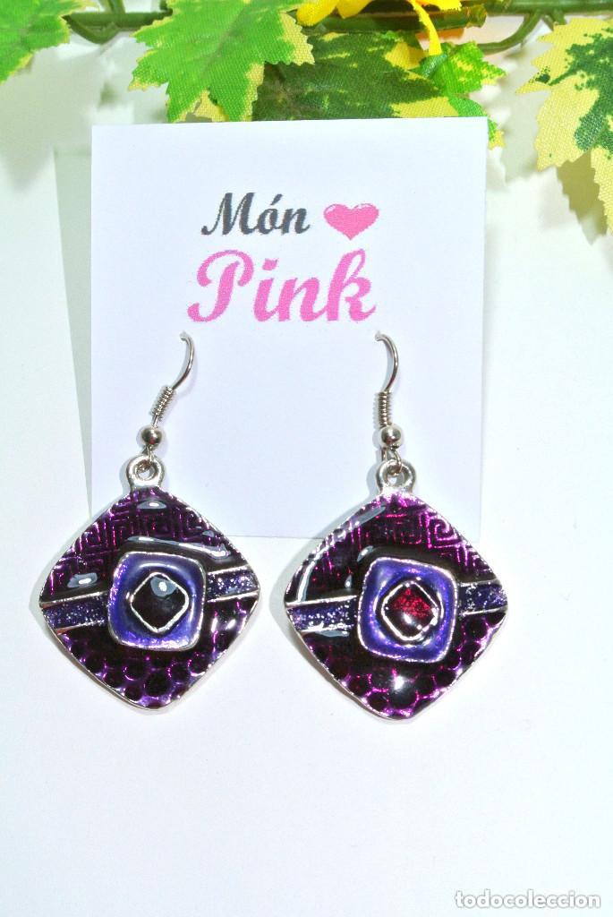 Joyeria: Pendientes color morado, A&ntilde;o 2000, Nuevos - Foto 2